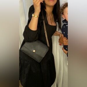 Mango Black Puff Sleeve Mini Dress